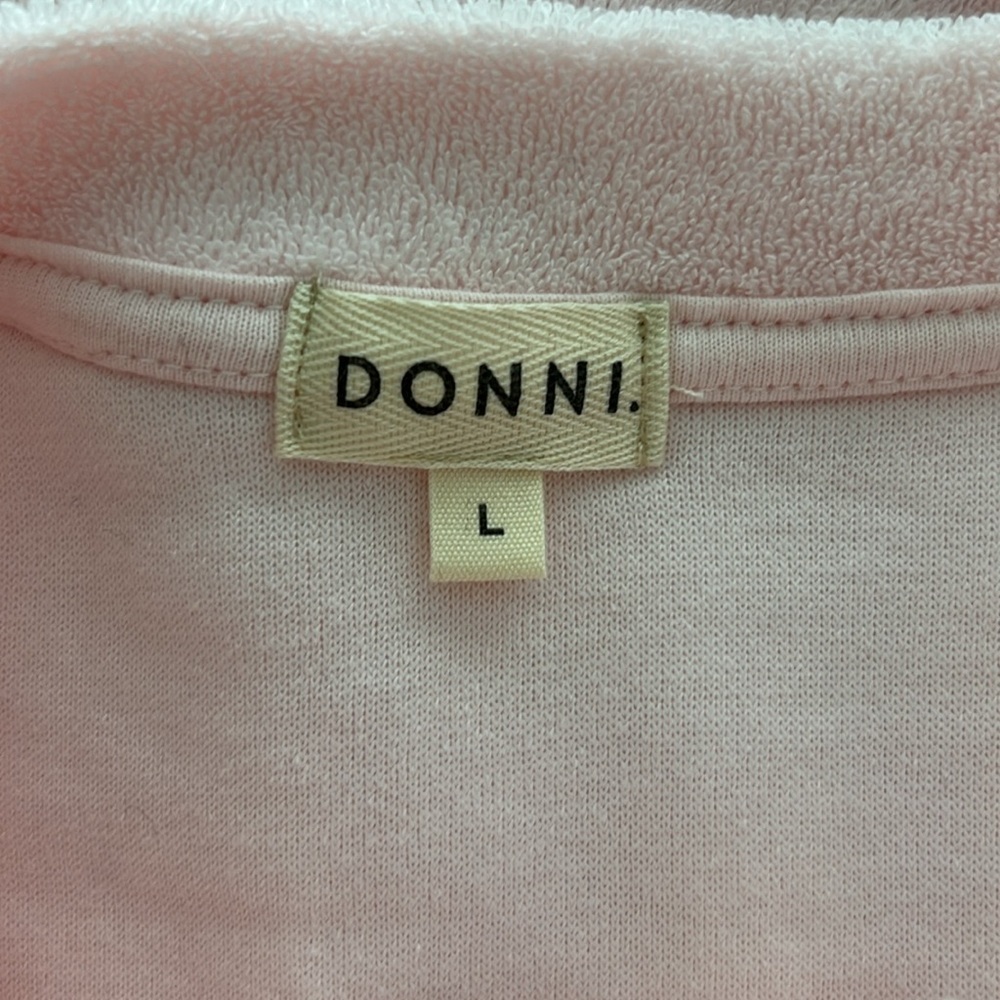 DONNI. Pink Terry Cloth Henley‎ Sweatshirt Relaxed Fit Long Sleeve Size Large - Picture 11 of 12